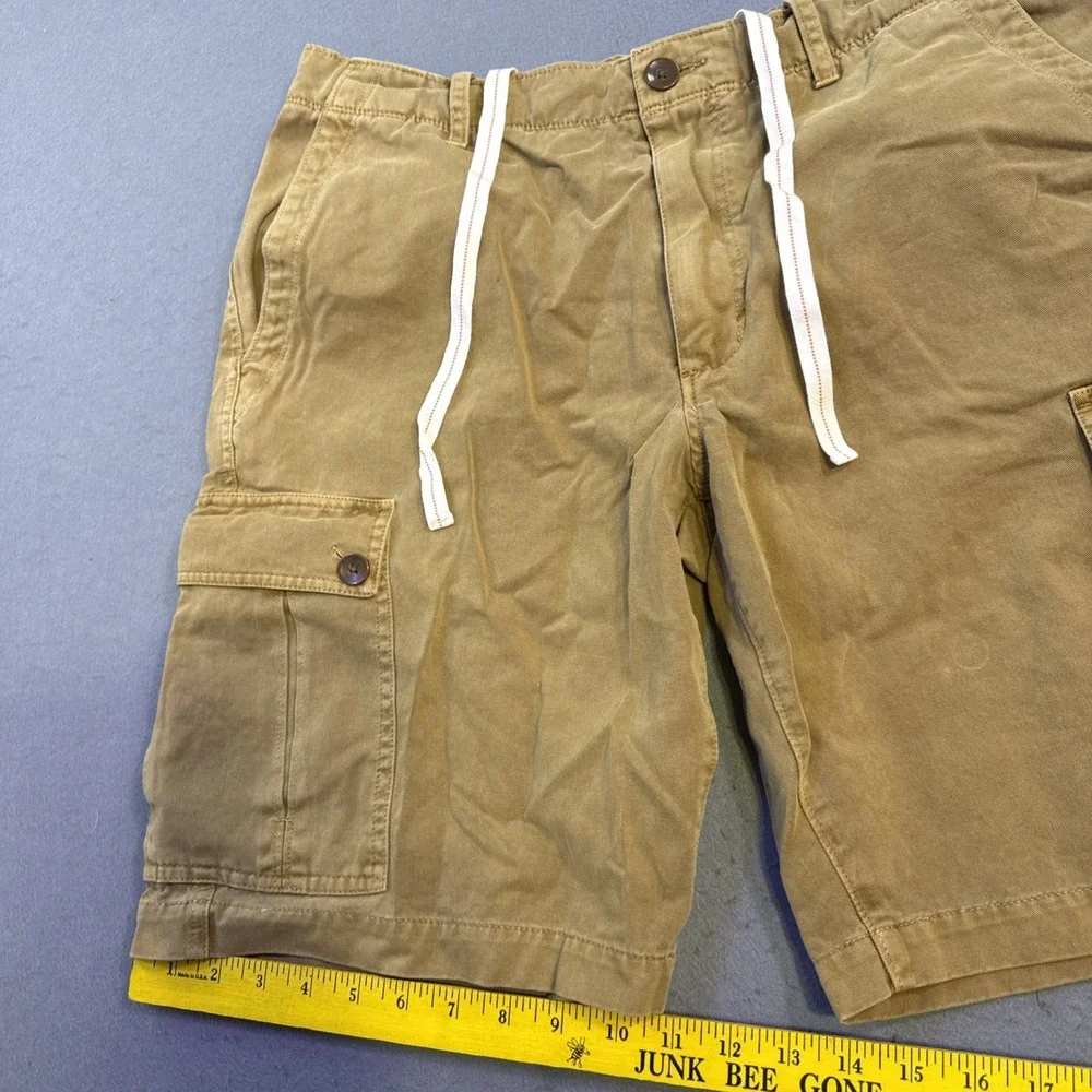 Reyn Spooner Mens 34 Khaki Tan Cotton Twill Cargo Shorts Internal Drawstring